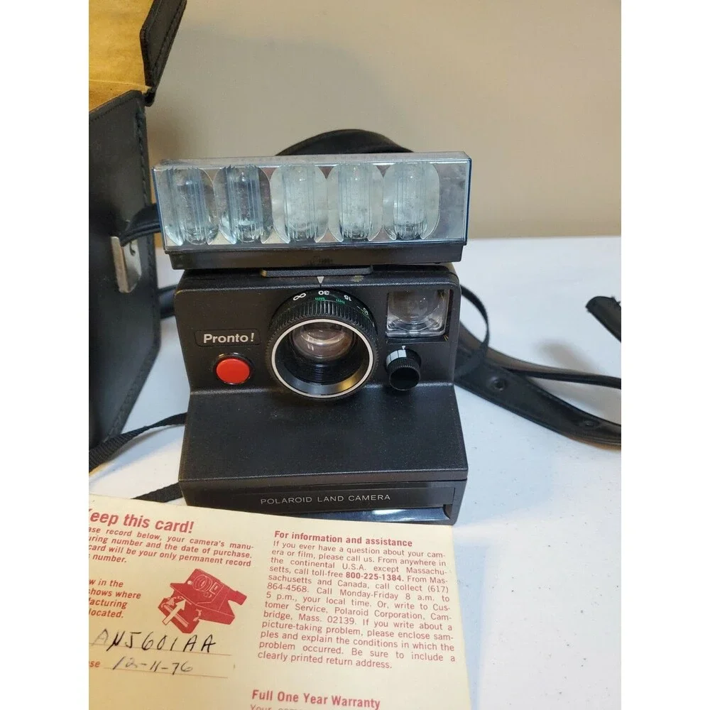 Polaroid Pronto! Land Camera Black Version With Case And Instructions Light Bar